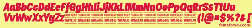フォントSpecifypersonalConblackitalic – 赤い文字の黄色い背景
