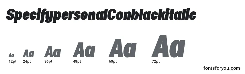 SpecifypersonalConblackitalic Font Sizes