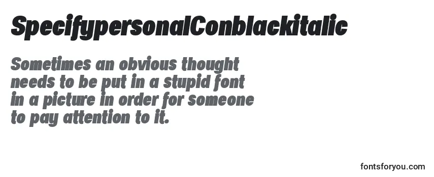 SpecifypersonalConblackitalic Font