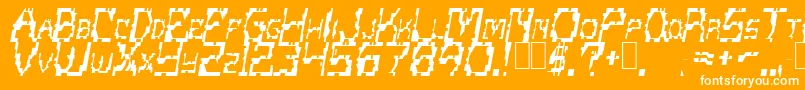 ScritzyRegular-fontti – valkoiset fontit oranssilla taustalla