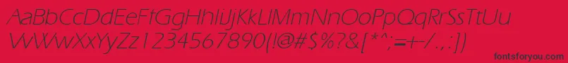 Fonte ErgoelightItalic – fontes pretas em um fundo vermelho