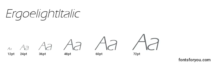 Размеры шрифта ErgoelightItalic