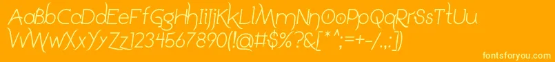 DrakoheartLeiendItalic-Schriftart – Gelbe Schriften auf orangefarbenem Hintergrund