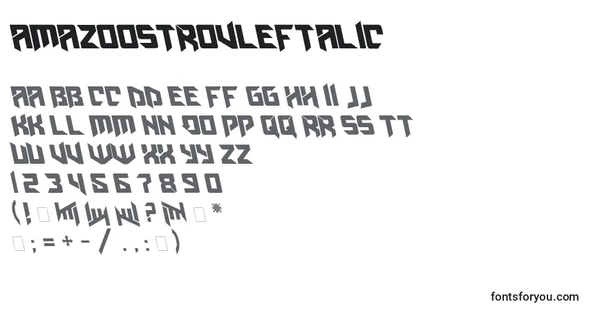 Schriftart Amazoostrovleftalic – Alphabet, Zahlen, spezielle Symbole