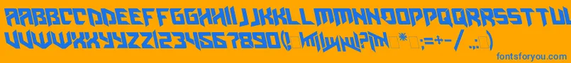 Amazoostrovleftalic-Schriftart – Blaue Schriften auf orangefarbenem Hintergrund