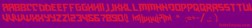 Amazoostrovleftalic-Schriftart – Rote Schriften auf violettem Hintergrund