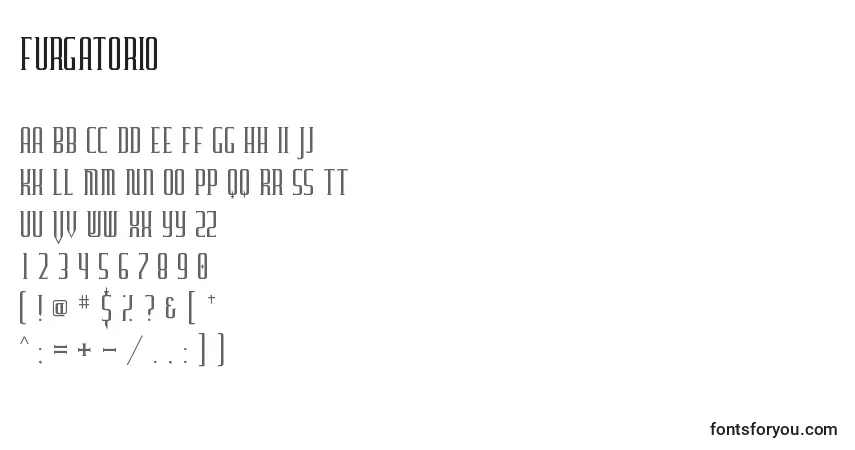 Шрифт Furgatorio – алфавит, цифры, специальные символы
