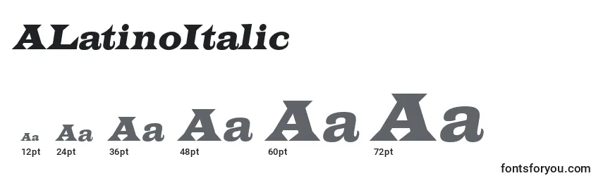 ALatinoItalic Font Sizes