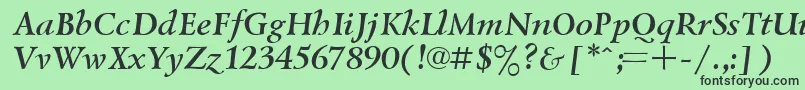 Шрифт UkrainiangoudyoldBolditalic – чёрные шрифты на зелёном фоне