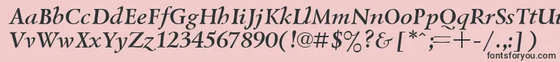 Czcionka UkrainiangoudyoldBolditalic – czarne czcionki na różowym tle