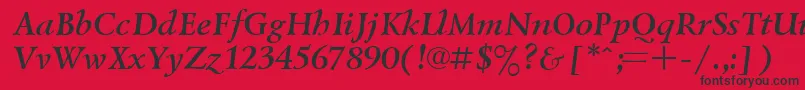 フォントUkrainiangoudyoldBolditalic – 赤い背景に黒い文字