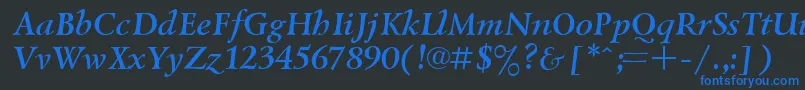 フォントUkrainiangoudyoldBolditalic – 黒い背景に青い文字