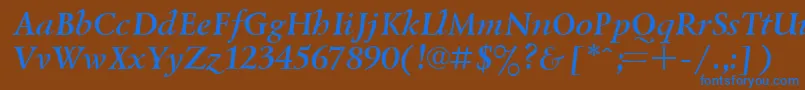UkrainiangoudyoldBolditalic-fontti – siniset fontit ruskealla taustalla