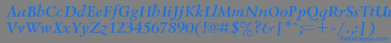 Czcionka UkrainiangoudyoldBolditalic – niebieskie czcionki na szarym tle