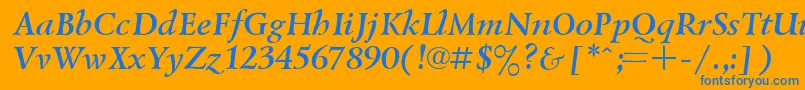 Шрифт UkrainiangoudyoldBolditalic – синие шрифты на оранжевом фоне
