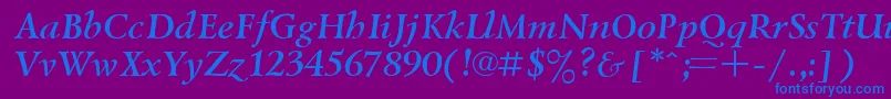 Шрифт UkrainiangoudyoldBolditalic – синие шрифты на фиолетовом фоне