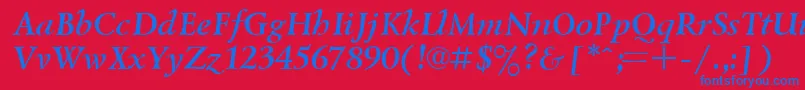 UkrainiangoudyoldBolditalic Font – Blue Fonts on Red Background