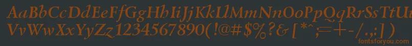 Шрифт UkrainiangoudyoldBolditalic – коричневые шрифты на чёрном фоне