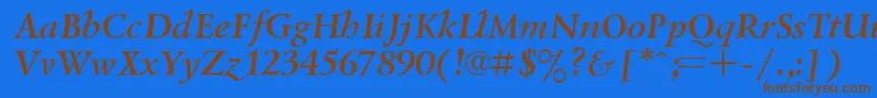 UkrainiangoudyoldBolditalic-Schriftart – Braune Schriften auf blauem Hintergrund