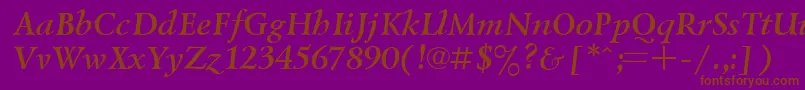 UkrainiangoudyoldBolditalic-Schriftart – Braune Schriften auf violettem Hintergrund