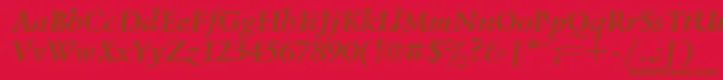 UkrainiangoudyoldBolditalic-Schriftart – Braune Schriften auf rotem Hintergrund