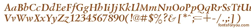 Czcionka UkrainiangoudyoldBolditalic – brązowe czcionki na białym tle