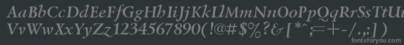 フォントUkrainiangoudyoldBolditalic – 黒い背景に灰色の文字