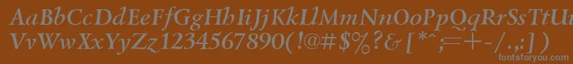 UkrainiangoudyoldBolditalic-fontti – harmaat kirjasimet ruskealla taustalla