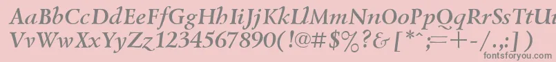 UkrainiangoudyoldBolditalic-fontti – harmaat kirjasimet vaaleanpunaisella taustalla