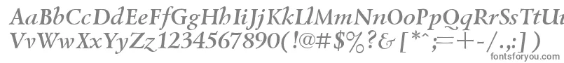 UkrainiangoudyoldBolditalic-fontti – harmaat kirjasimet valkoisella taustalla