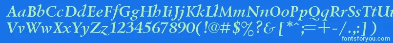 Шрифт UkrainiangoudyoldBolditalic – зелёные шрифты на синем фоне