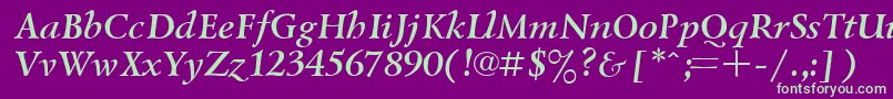Шрифт UkrainiangoudyoldBolditalic – зелёные шрифты на фиолетовом фоне