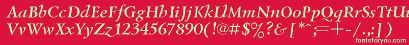 UkrainiangoudyoldBolditalic Font – Green Fonts on Red Background