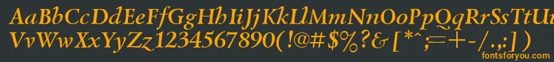 フォントUkrainiangoudyoldBolditalic – 黒い背景にオレンジの文字