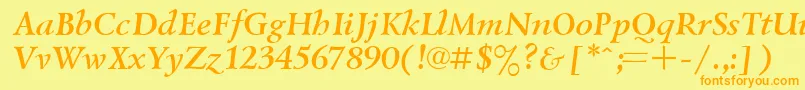 UkrainiangoudyoldBolditalic-Schriftart – Orangefarbene Schriften auf gelbem Hintergrund