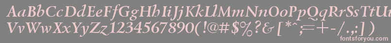 Czcionka UkrainiangoudyoldBolditalic – różowe czcionki na szarym tle