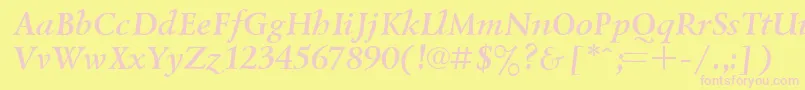 UkrainiangoudyoldBolditalic-fontti – vaaleanpunaiset fontit keltaisella taustalla