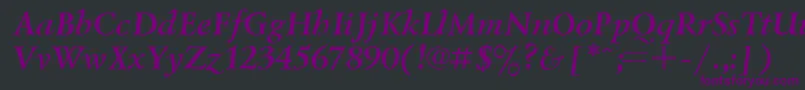 フォントUkrainiangoudyoldBolditalic – 黒い背景に紫のフォント