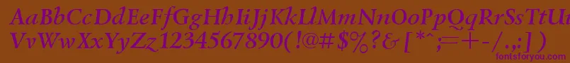 UkrainiangoudyoldBolditalic Font – Purple Fonts on Brown Background