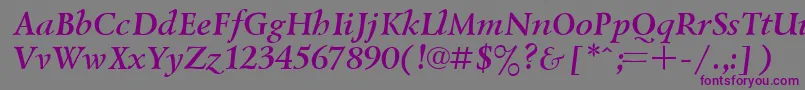 Czcionka UkrainiangoudyoldBolditalic – fioletowe czcionki na szarym tle