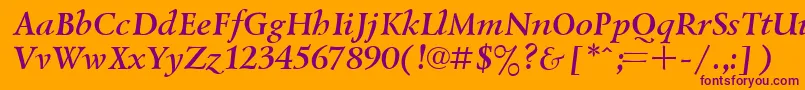 UkrainiangoudyoldBolditalic-fontti – violetit fontit oranssilla taustalla