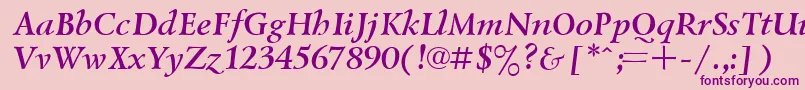 Fonte UkrainiangoudyoldBolditalic – fontes roxas em um fundo rosa