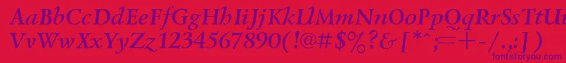 Шрифт UkrainiangoudyoldBolditalic – фиолетовые шрифты на красном фоне