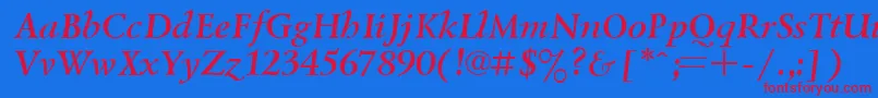 Czcionka UkrainiangoudyoldBolditalic – czerwone czcionki na niebieskim tle
