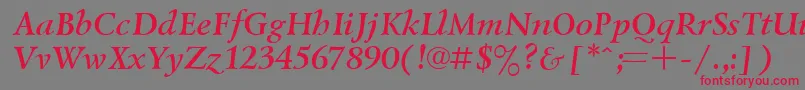 Шрифт UkrainiangoudyoldBolditalic – красные шрифты на сером фоне