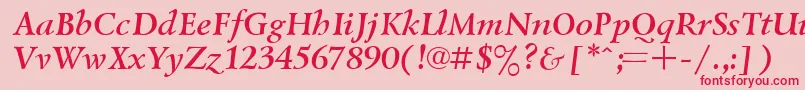 Czcionka UkrainiangoudyoldBolditalic – czerwone czcionki na różowym tle