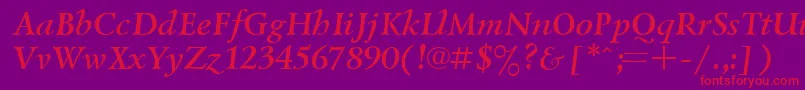UkrainiangoudyoldBolditalic Font – Red Fonts on Purple Background