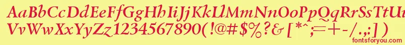 Шрифт UkrainiangoudyoldBolditalic – красные шрифты на жёлтом фоне
