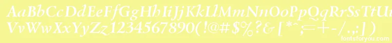 UkrainiangoudyoldBolditalic-fontti – valkoiset fontit keltaisella taustalla