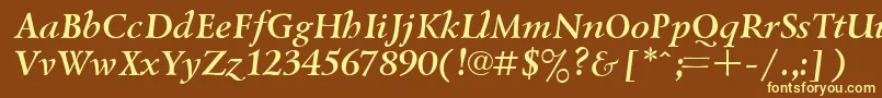 UkrainiangoudyoldBolditalic-fontti – keltaiset fontit ruskealla taustalla